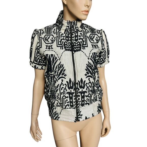 Wardrobe of Dreams Shiva Bomber Jacket Black and White Size S 100% Cotton - Picture 5 of 13